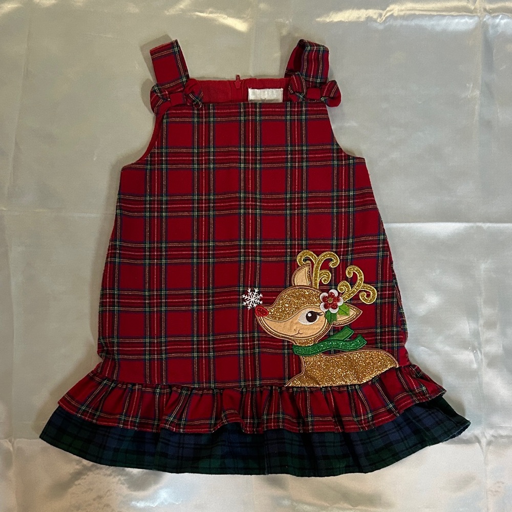 Rare Editions Girl’s Red and Green Plaid Holiday Dress Size 5